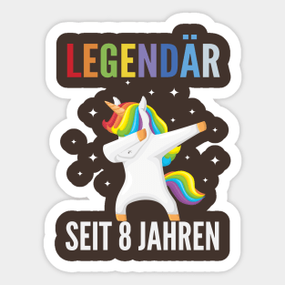 8th birthday unicorn Sticker